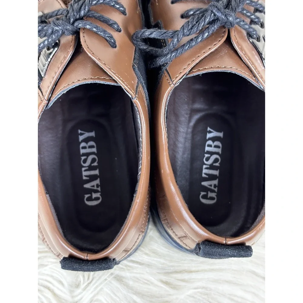 Gatsby Orthopedic Leather Oxford Shoes Mens 9.5 Brown Black Comfort Classic‎